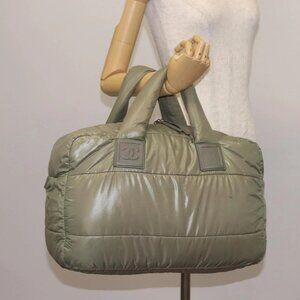 CHANEL Cococoon Tote Bag Nylon Gray Silver CC Auth BA5928